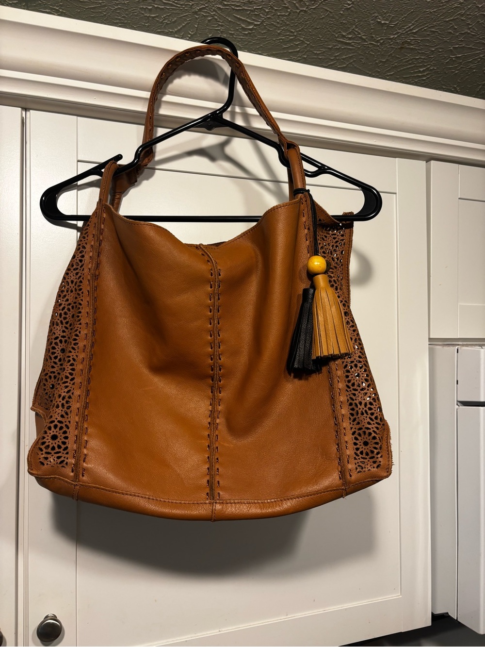The Sak Laser-Cut Leather Hobo in Cognac - Picture 4 of 10